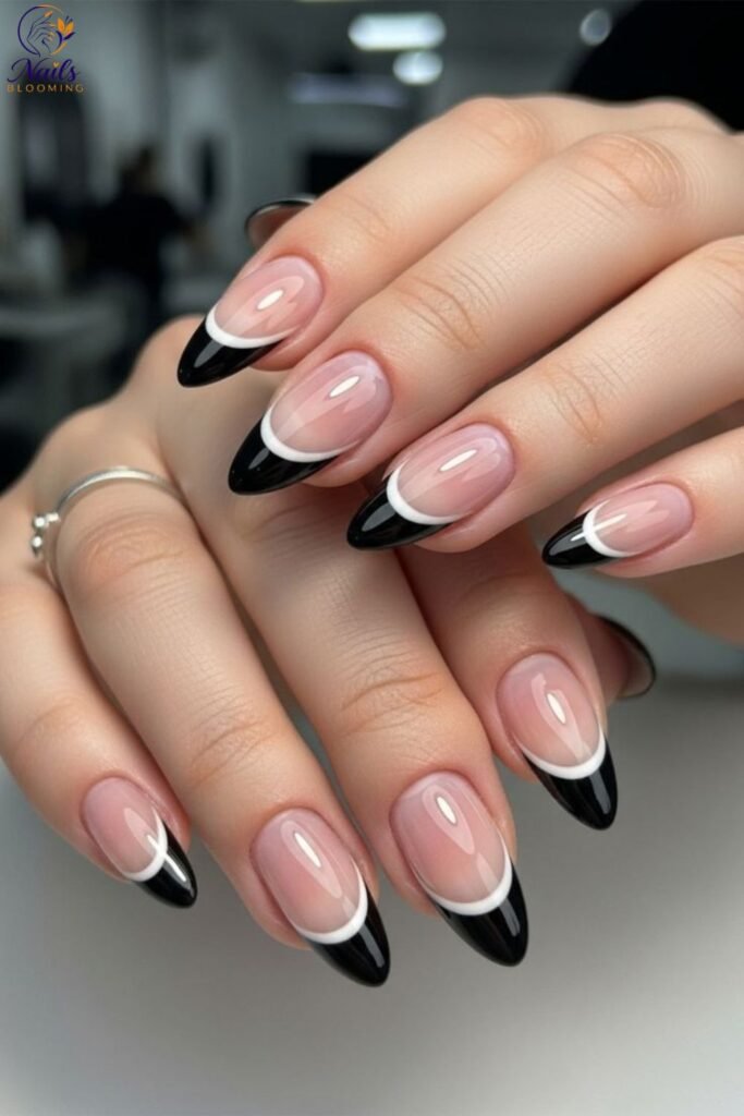 Classic French Tips With a Black and White Twist