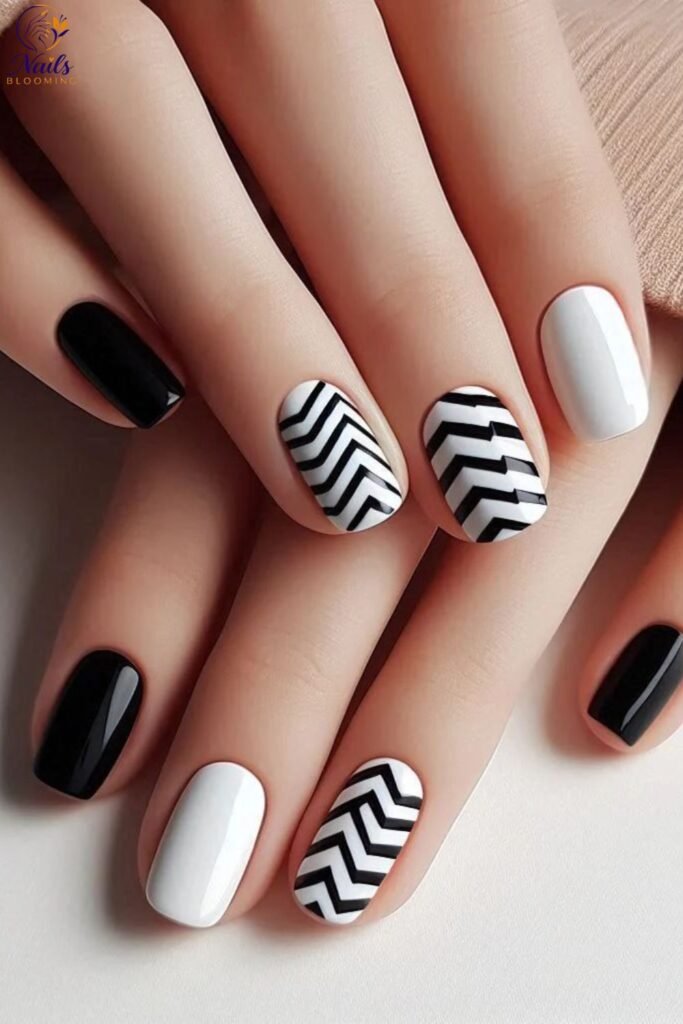 Black and White Nail Designs for Short Nails
