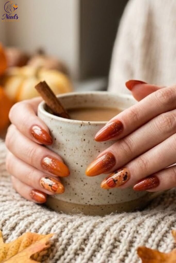 Pumpkin Spice Ombre Nails