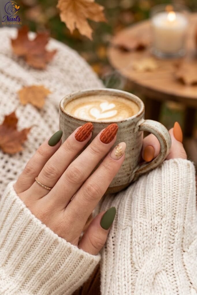 Cute Fall Nails with Sweater Knit Texture