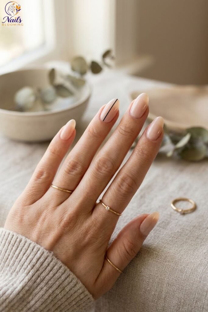 Single Fine Line Nail Art