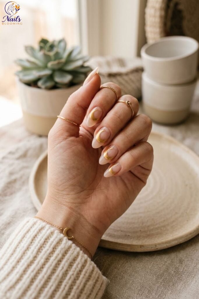 Negative Space Crescent Moon Nails