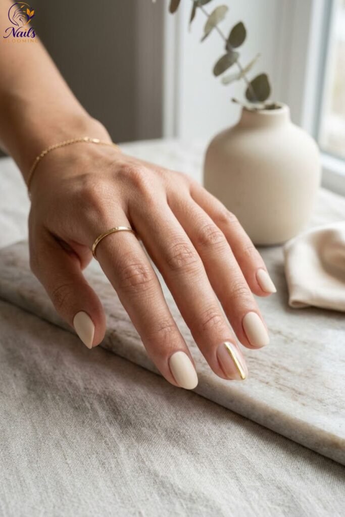 Minimalist Nail Art with a Single Metallic Accent