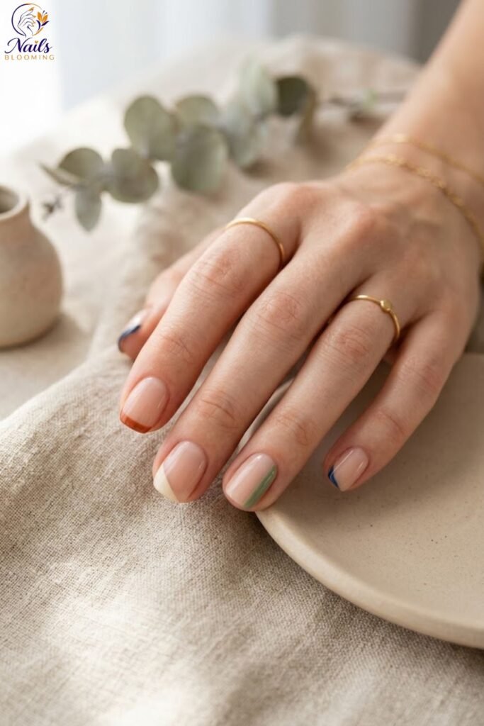 Minimalist Nail Art with Subtle Color Blocking