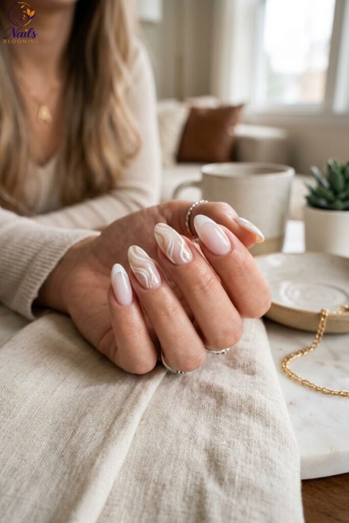 Milky French With Swirled Accents