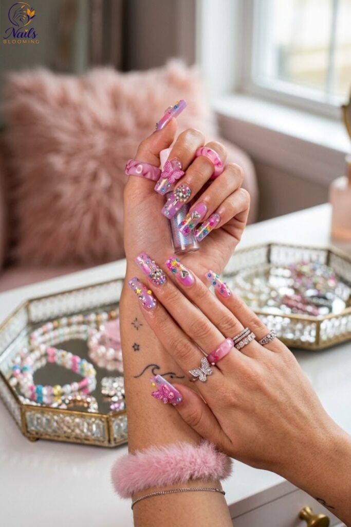 Y2K Inspired Bedazzled Acrylics