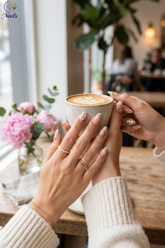 Tiny Floral Accent Nails