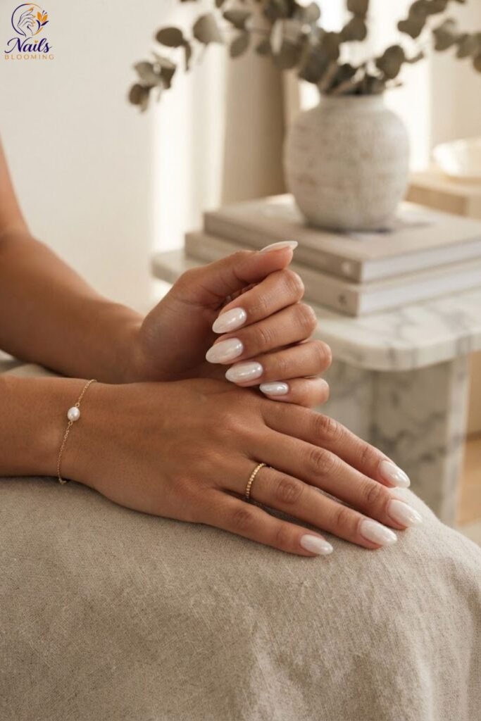 Milky White Glass Nails
