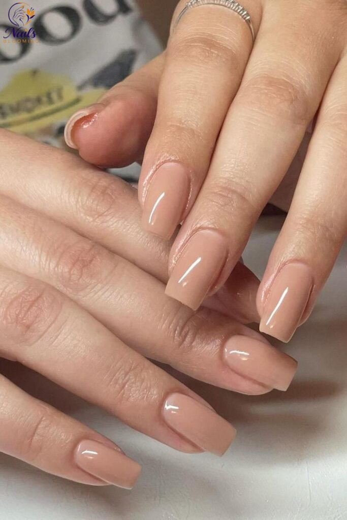 Classic Square Acrylics With Nude Polish