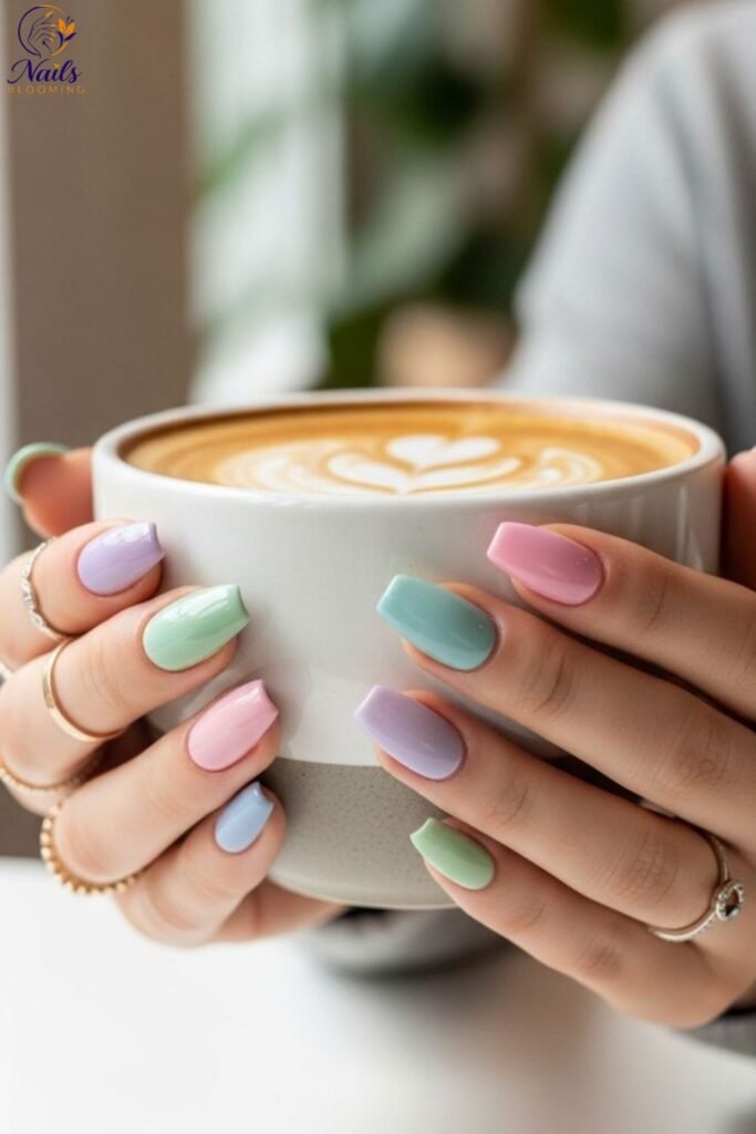 Coffin Shape With Solid Pastel Color