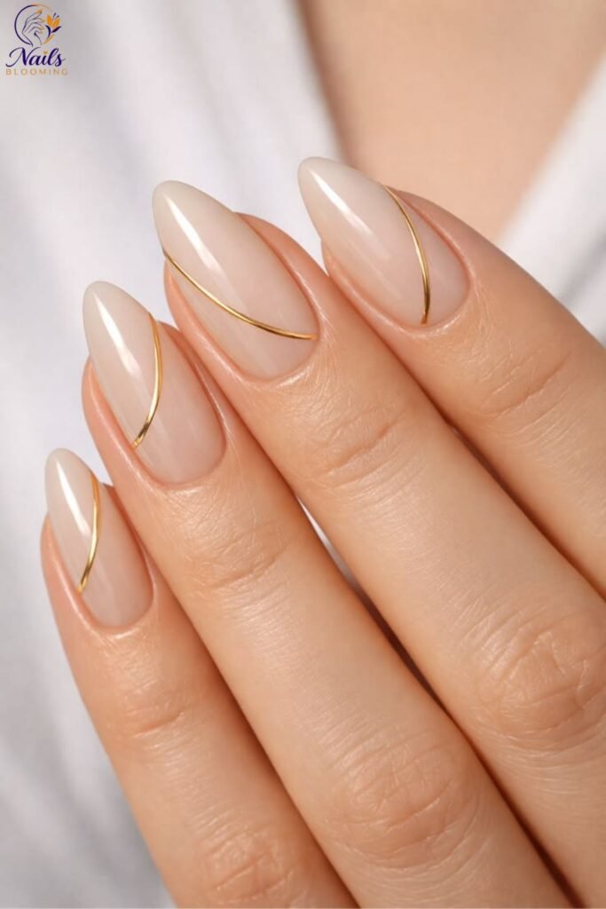 Almond With a Single Gold Accent Line