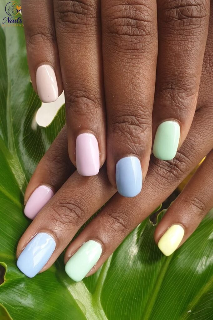 Soft Pastel Solid Colors Nails