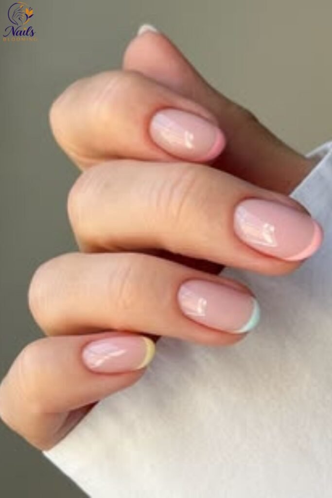 Colored French Tips on Short Nails