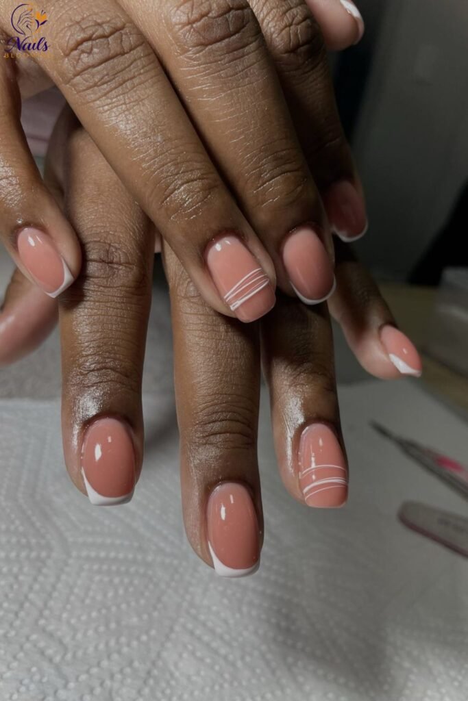 Short French Tips with a Single Line Accent