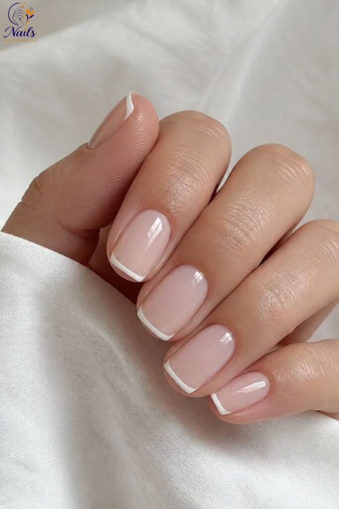 Milky Base with Short French Tips