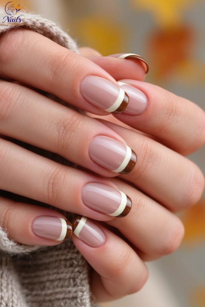 Double Line French Tips on Short Nails
