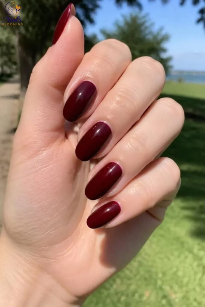 Classic Burgundy Glossy Nails