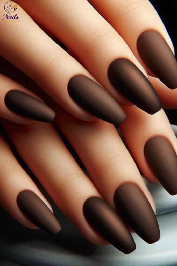 Espresso Brown Matte Nails