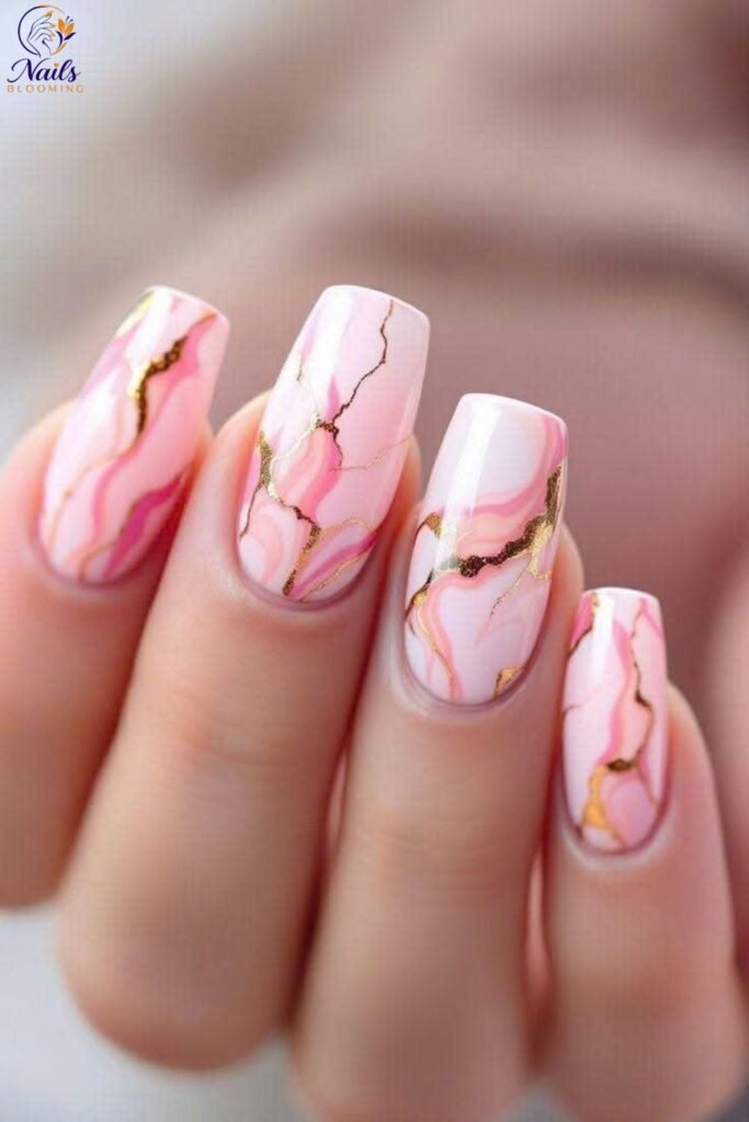 Pink Chrome Marble Effect