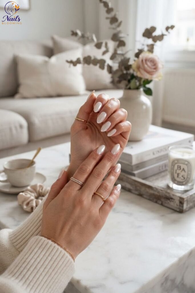 Pearl White Shimmer Almond