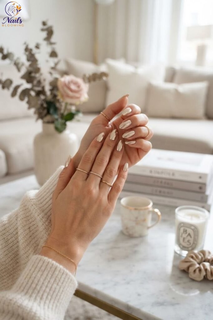 Champagne Gold Chrome Almond